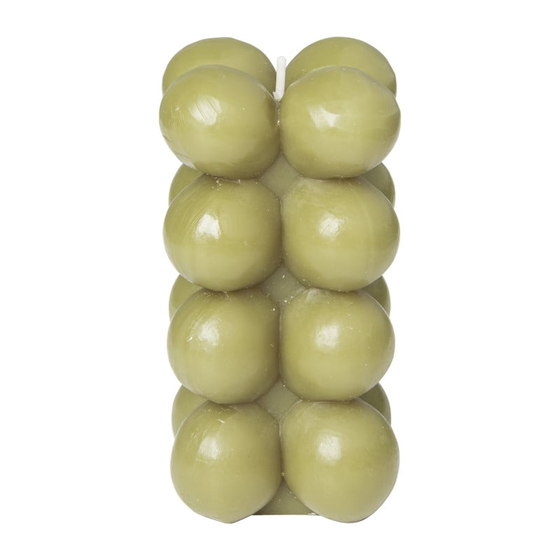 Bubbel kaars - groen - 6x6x12 cm 