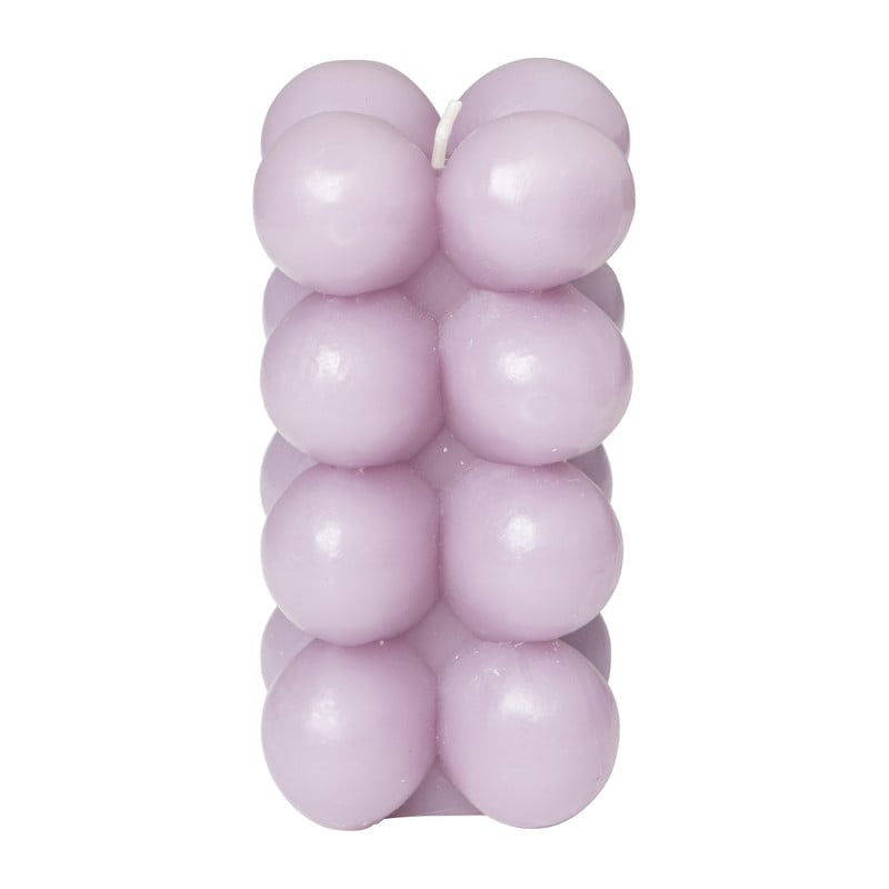 Bubbel kaars - lila - 6x6x12 cm 