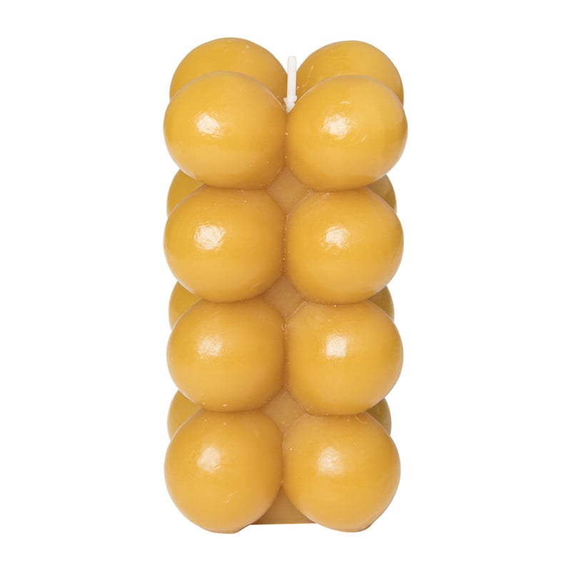 Bubbel kaars - geel - 6x6x12 cm 