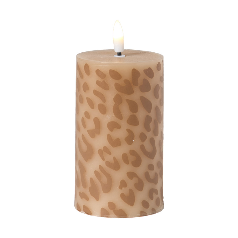 LED kaars animal groot - bruin/zwart - ø7x12 cm