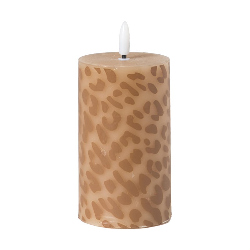 LED kaars animal groot - bruin/zwart - ø7x12 cm