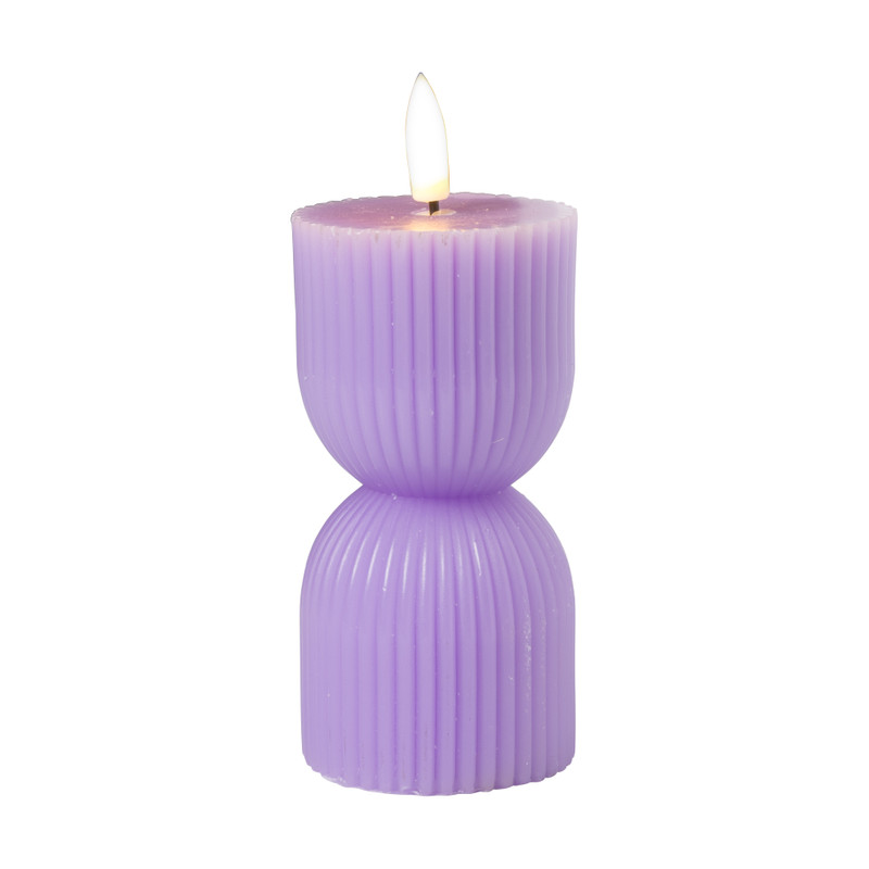 LED kaars zandloper - lila - ø5.5x14 cm