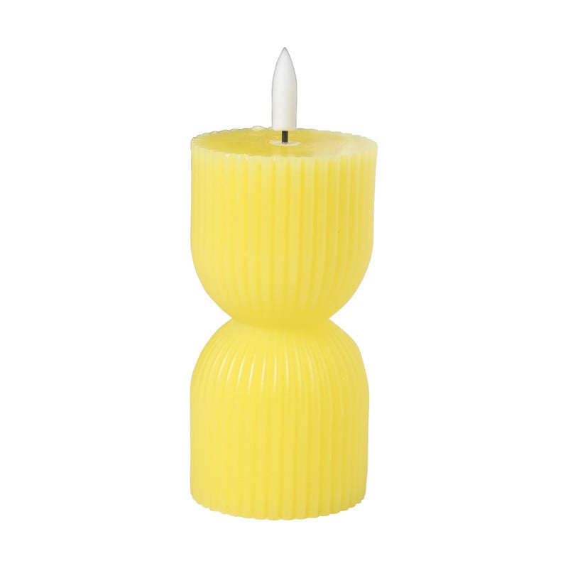 LED kaars zandloper - geel - ø5.5x14 cm