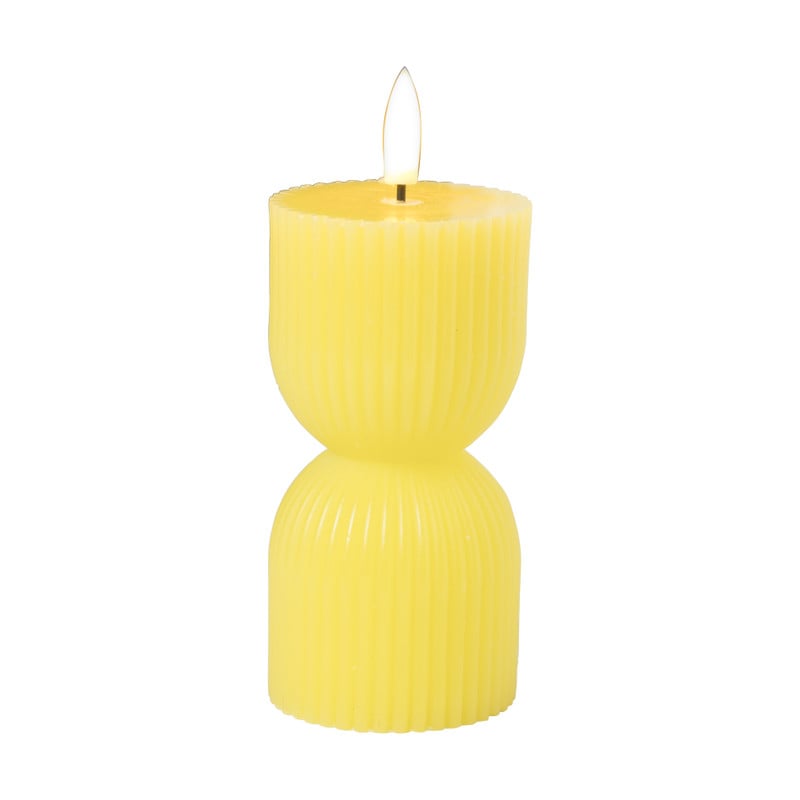 LED kaars zandloper - geel - ø5.5x14 cm