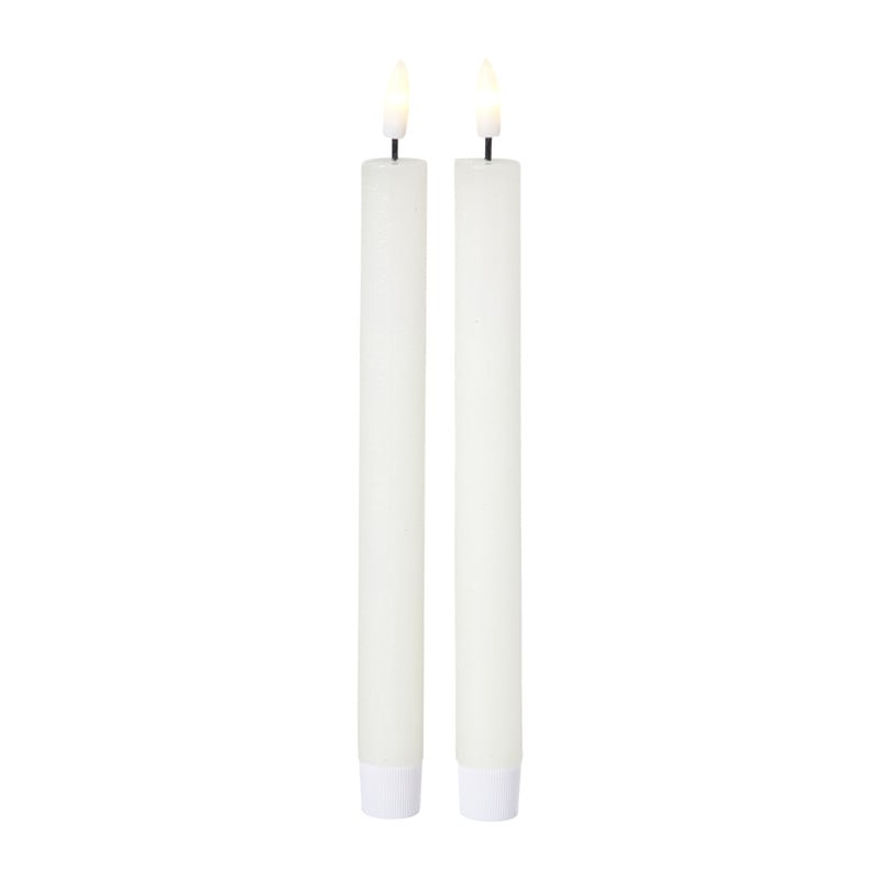 LED dinerkaarsen - wit - set van 2 - ø2.2x24.5 cm