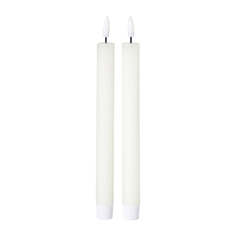LED dinerkaarsen - wit - set van 2 - ø2.2x24.5 cm