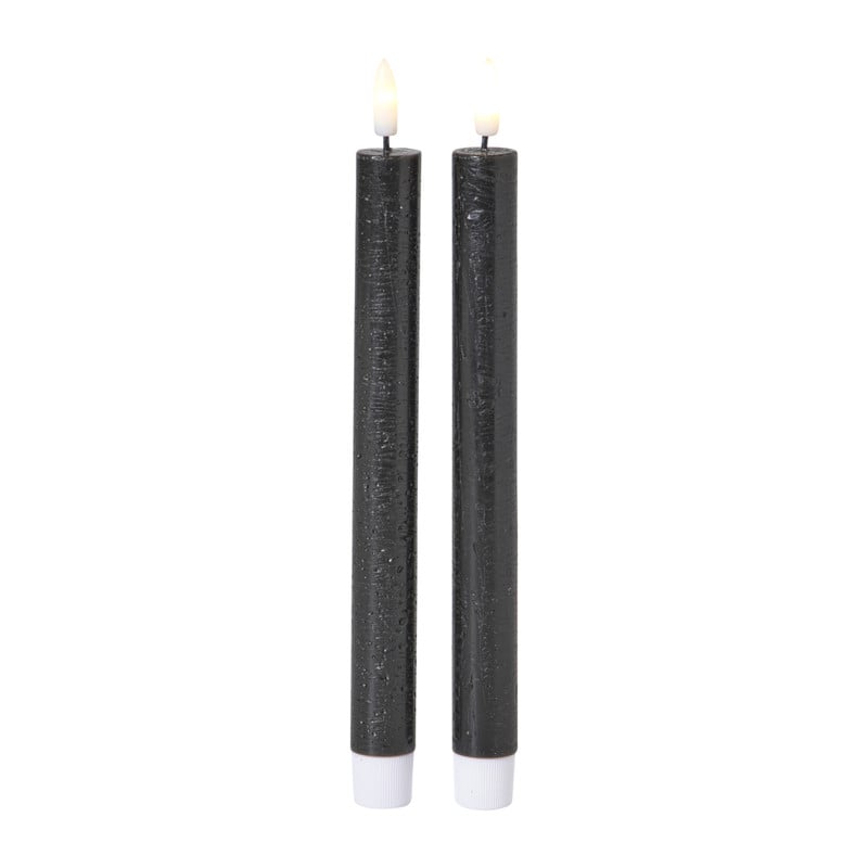 LED dinerkaarsen - zwart - set van 2 - ø2.2x24.5 cm
