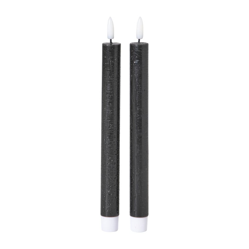 LED dinerkaarsen - zwart - set van 2 - ø2.2x24.5 cm