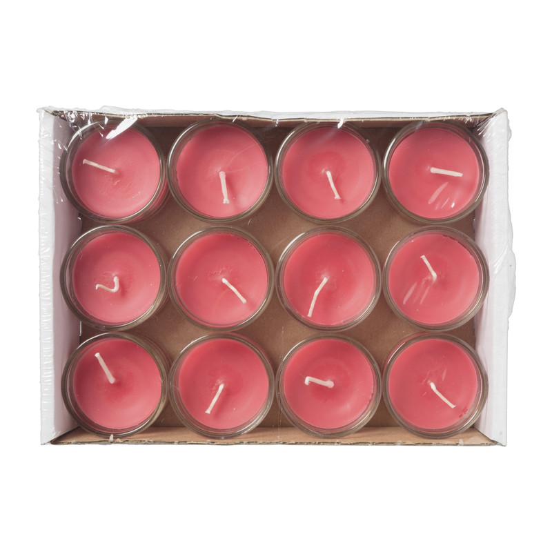 Waxinelicht tray - rood - set van 12