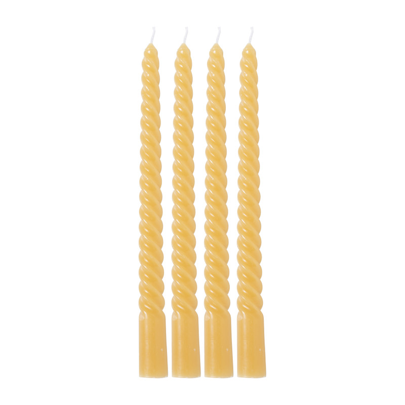 Dinerkaarsen twist - bruin - set van 4