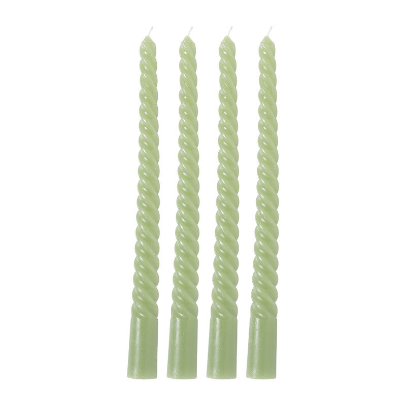 Dinerkaarsen twist - groen - set van 4