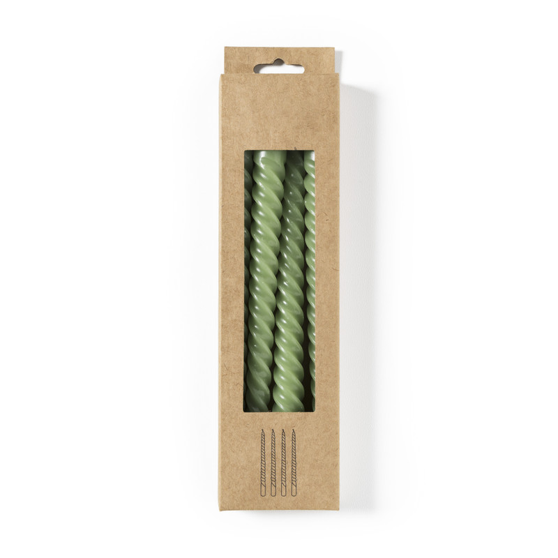 Dinerkaarsen twist - groen - set van 4
