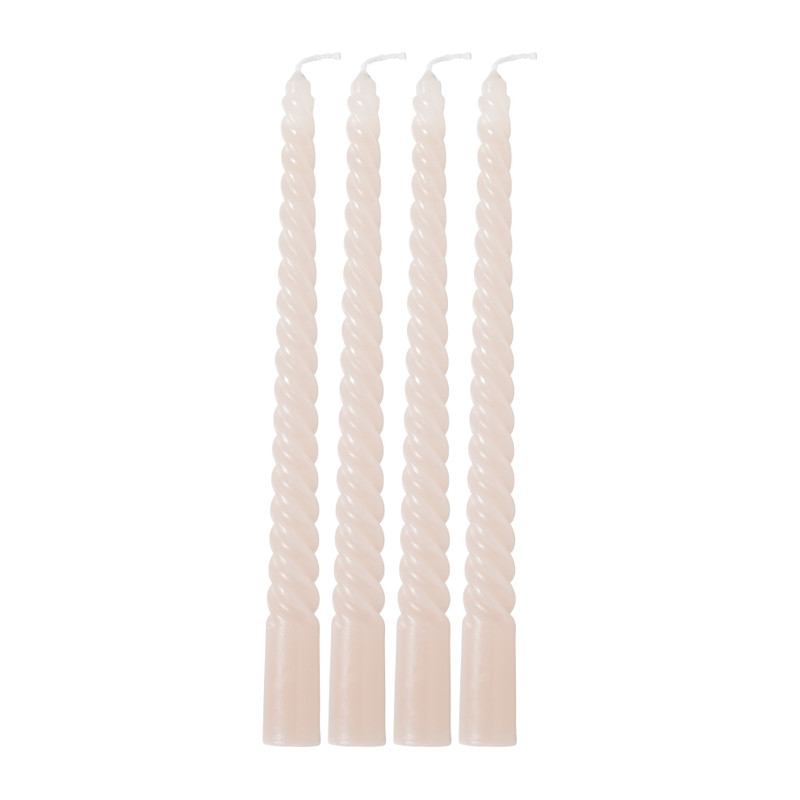 Dinerkaarsen twist - roze - set van 4
