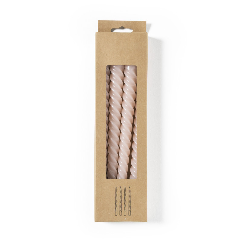 Dinerkaarsen twist - roze - set van 4