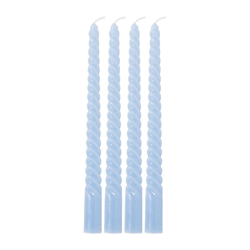 Dinerkaarsen twist - blauw - set van 4