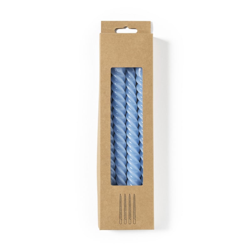 Dinerkaarsen twist - blauw - set van 4