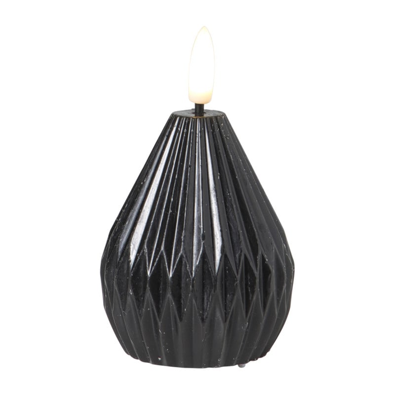 LED kaars peer - zwart - ø6.5x8 cm