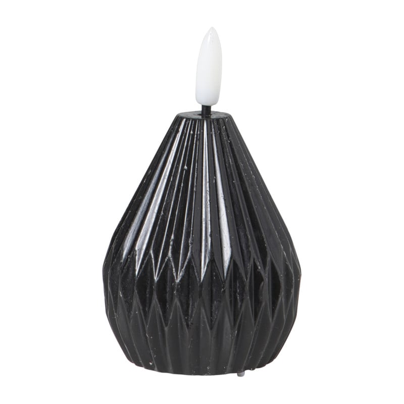 LED kaars peer - zwart - ø6.5x8 cm