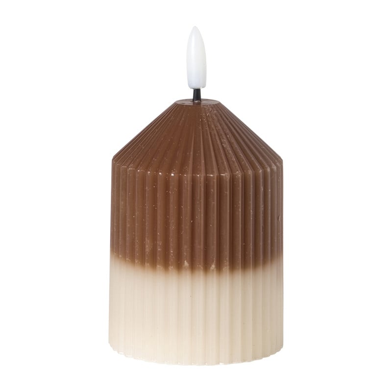 LED kaars duo - beige/lichtbruin - ø7x10 cm