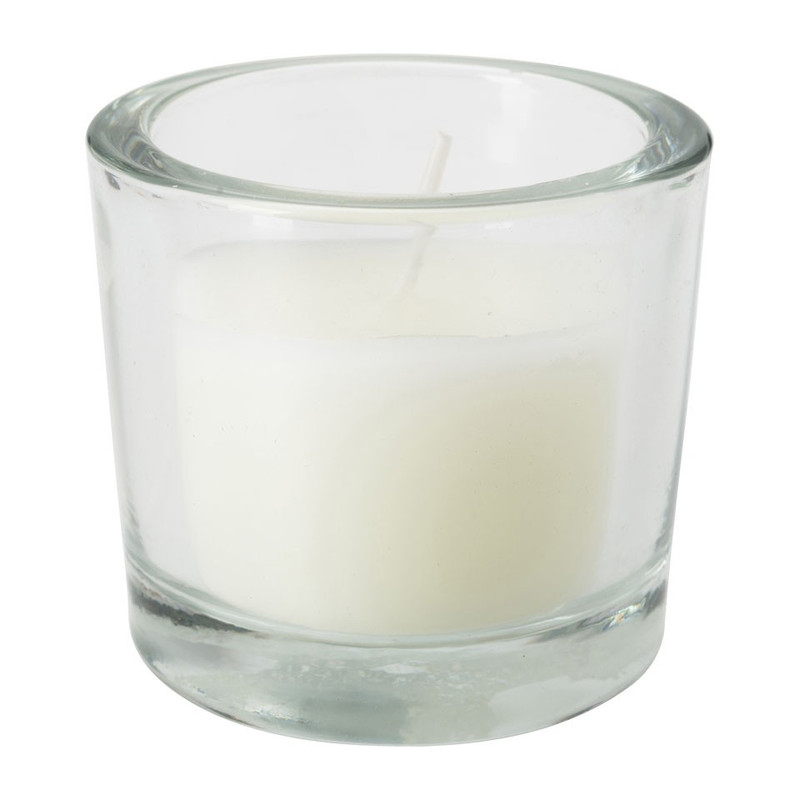 Kaars in glas - 6.5x6 cm - wit