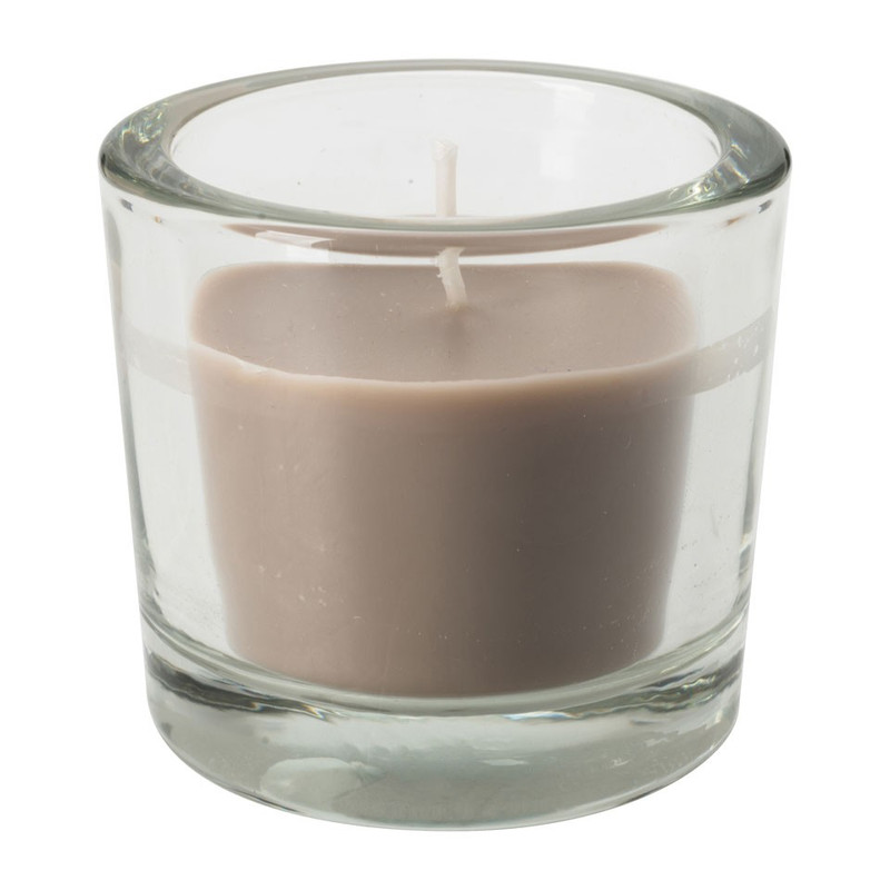 Kaars in glas - 6.5x6 cm - taupe