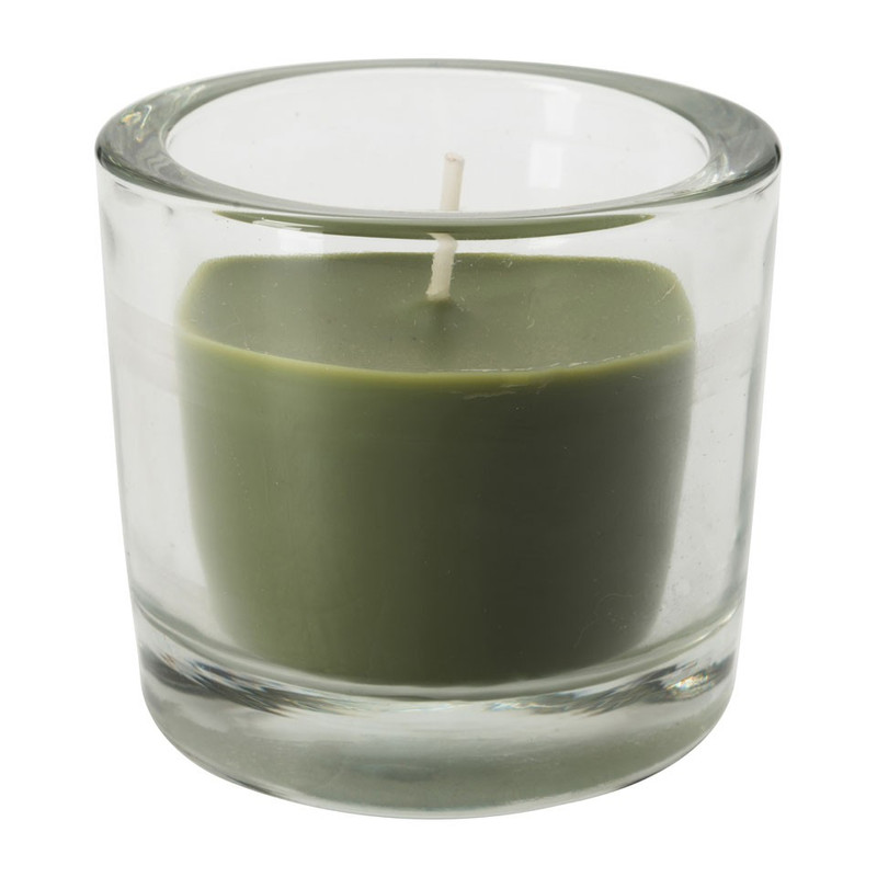 Kaars in glas - 6.5x6 cm - mosgroen