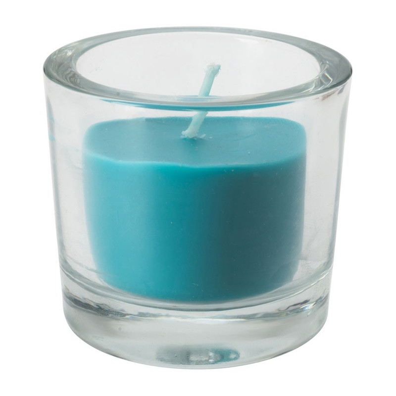 Kaars in glas - 6.5x6 cm - turquoise