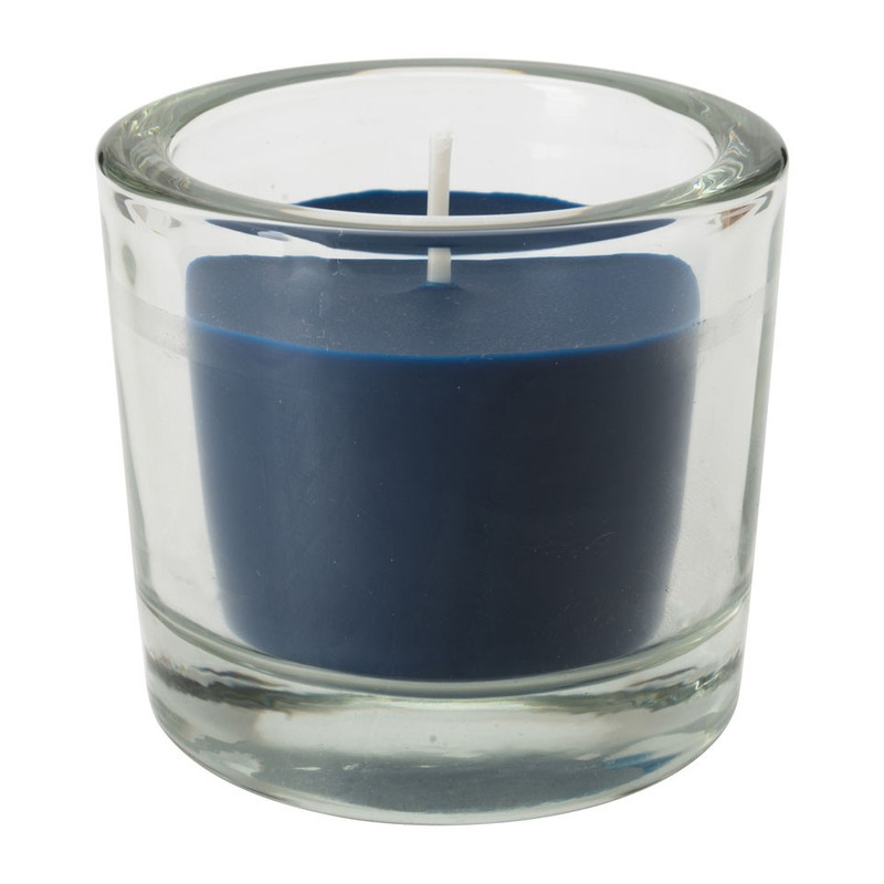 Kaars in glas - 6.5x6 cm - donkerblauw