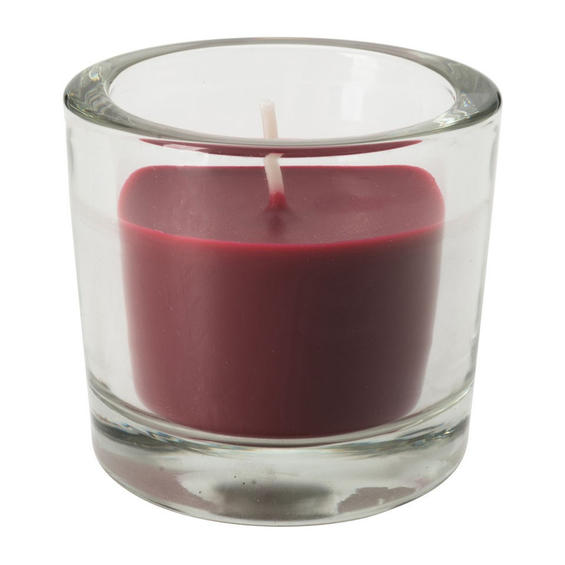 Kaars in glas - 6.5x6 cm - bordeau