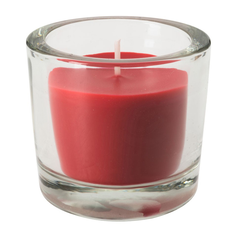 Kaars in glas - 6.5x6 cm - rood