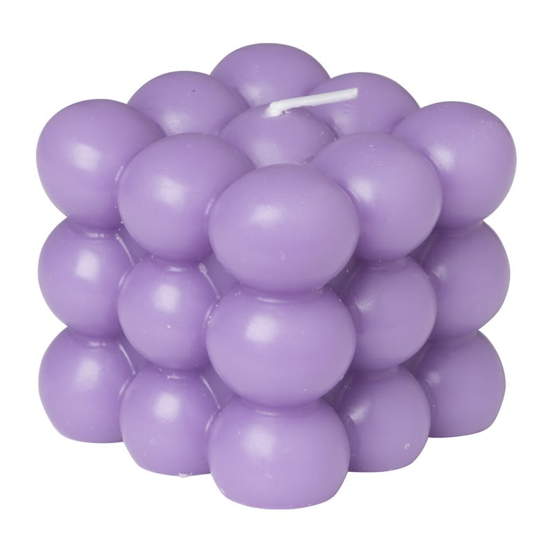 Bubble kaars - lila - 6.5x6.5x6.5 cm