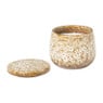 Kaars in keramieke pot - bruin - ø9,5x8 cm