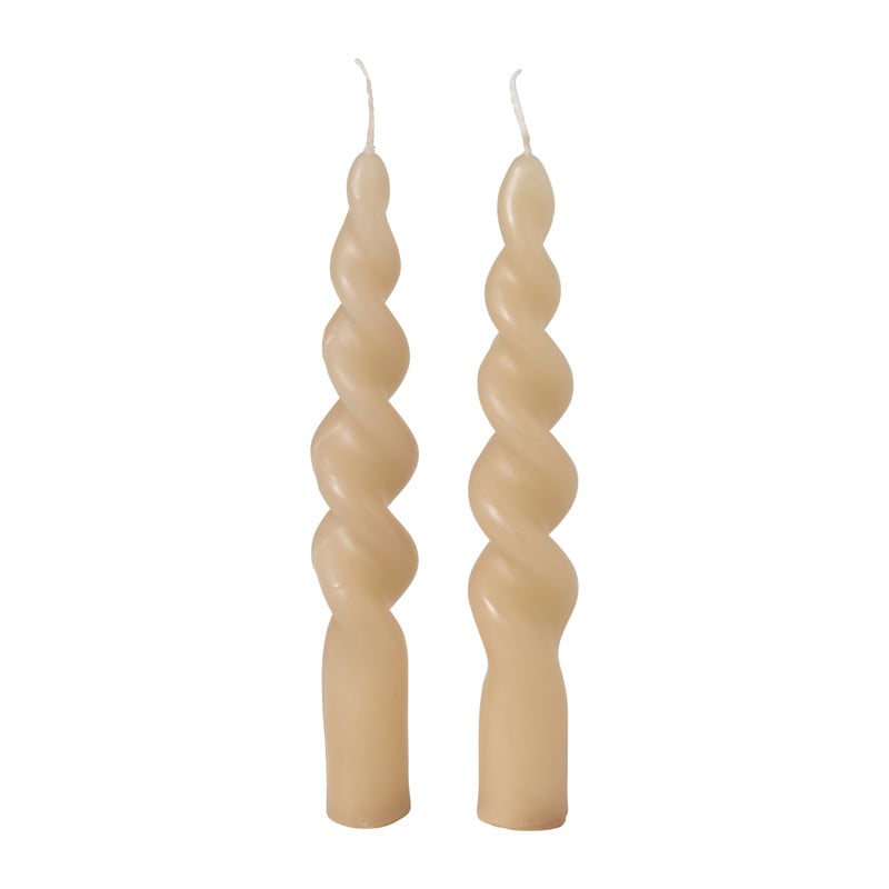 Dinerkaarsen mini twist - beige - set van 2