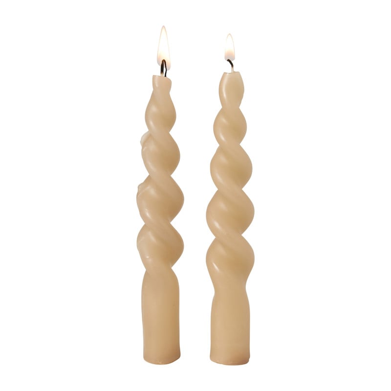 Dinerkaarsen mini twist - beige - set van 2