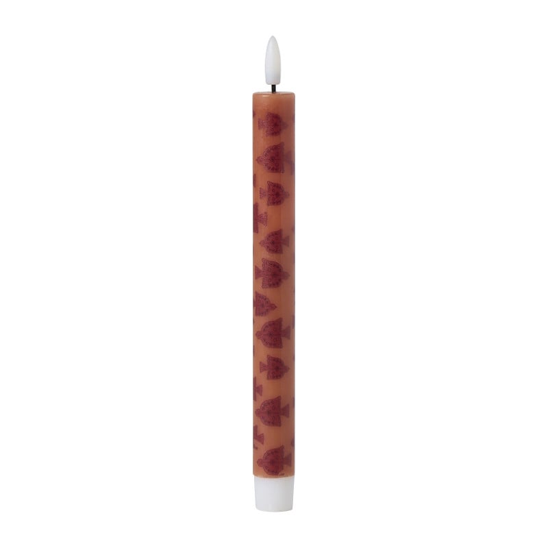 LED dinerkaars vogel - rood/bruin - 2.2x24.5 cm