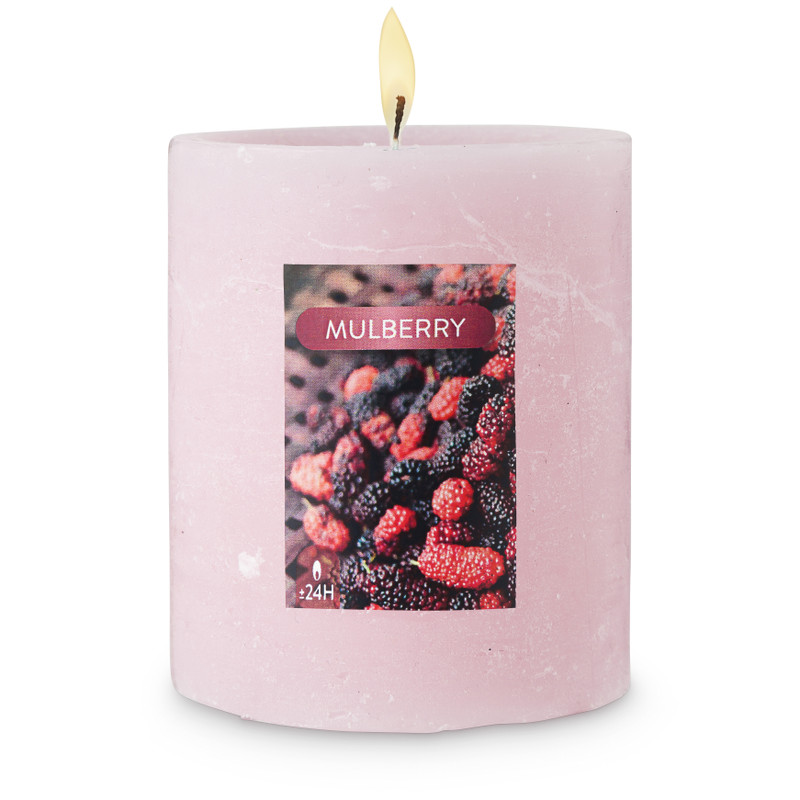 Geurkaars rustiek - mulberry - 8x6.5 cm 