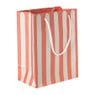 Cadeautasje streep - rood/beige - 22.9x17.5x10 cm