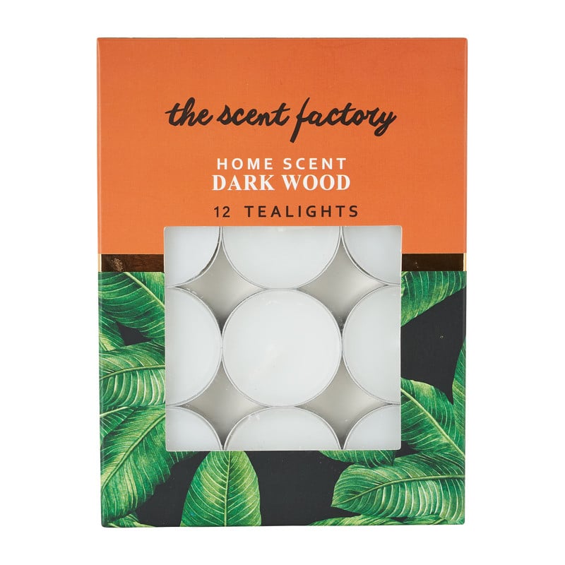 Home scent theelicht met geur - Dark Wood - set van 12