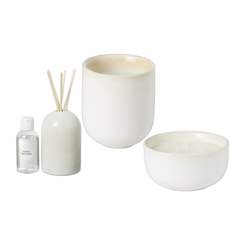 Geurkaars vanilla & warm musk - beige - ø8.2x9.3 cm