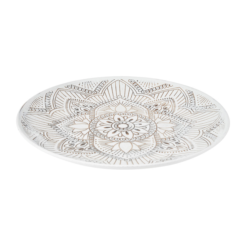 Decoratieplateau mandala - wit - ⌀44.5x4 cm