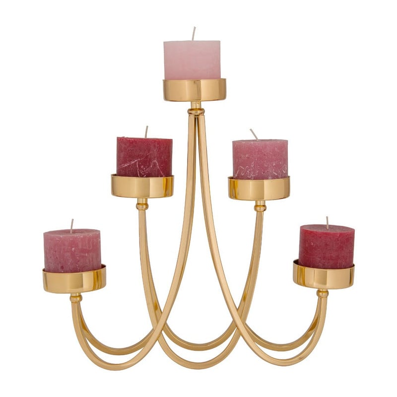 Kandelaar voor stompkaarsen - goud - 8x40x36 cm