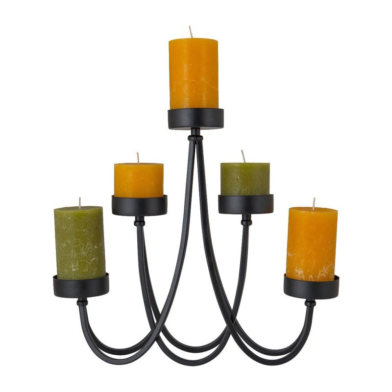 Kandelaar voor stompkaarsen - zwart - 8x40x36 cm
