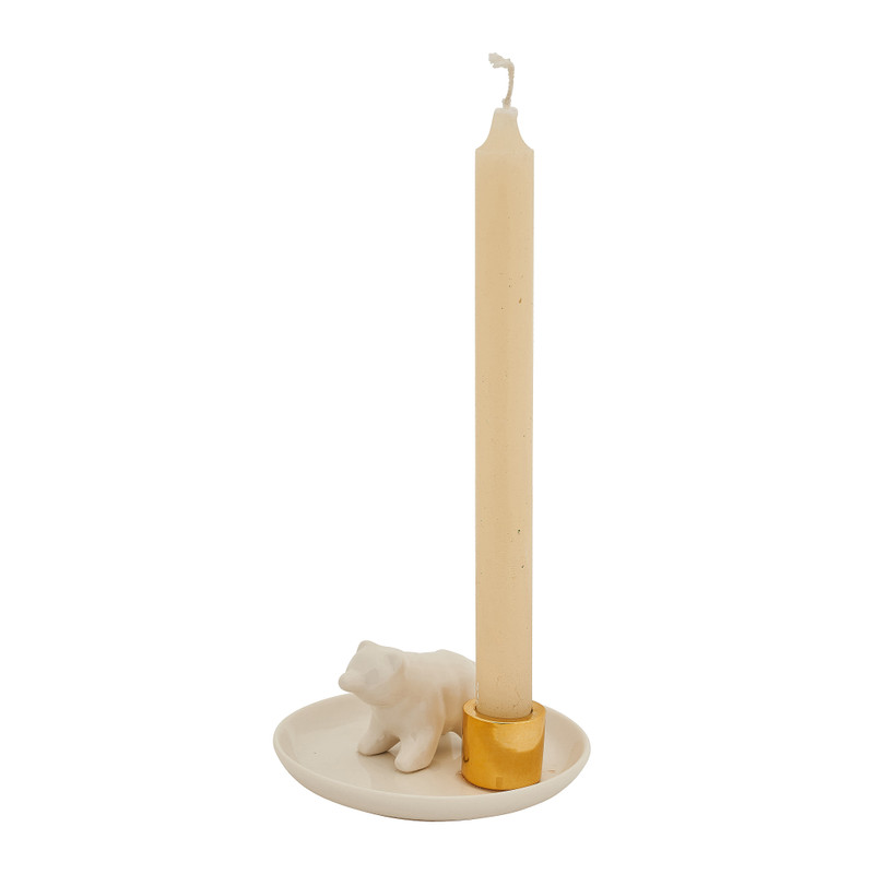 Dinerkaars schaaltje - beer - wit/goud - Ø13 cm