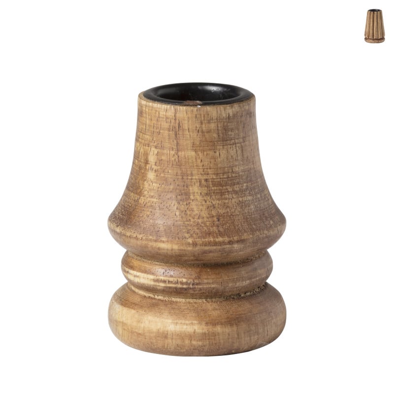 Kandelaar hout - diverse varianten - ø5.5x6.5 cm