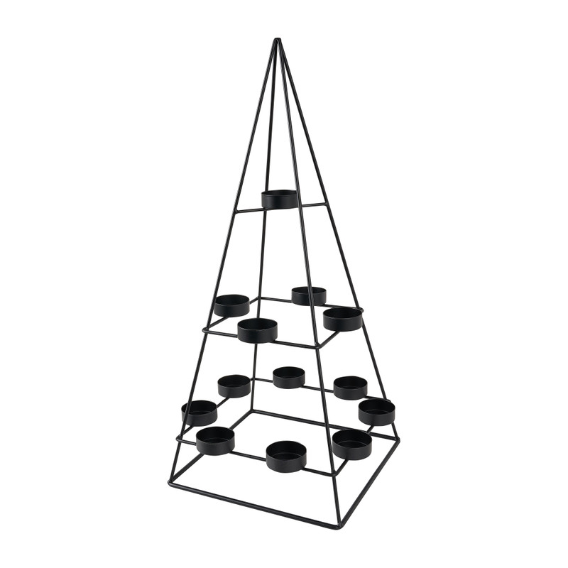 Kandelaar triangle - zwart - 24 x 24 x 50 cm  