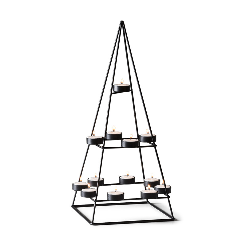 Kandelaar triangle - zwart - 24 x 24 x 50 cm  