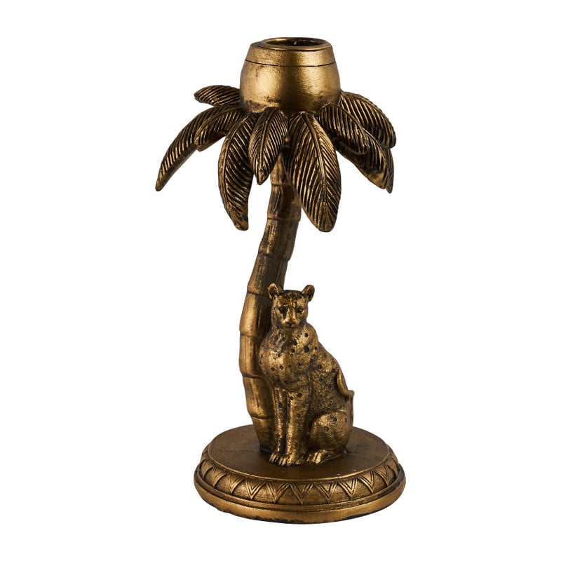 Kandelaar luipaard - goud - Ø10x18 cm