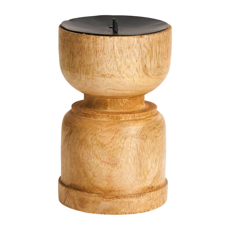 Kandelaar stompkaars - hout - 15 cm