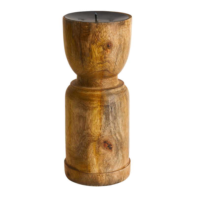 Kandelaar stompkaars - hout - 23 cm