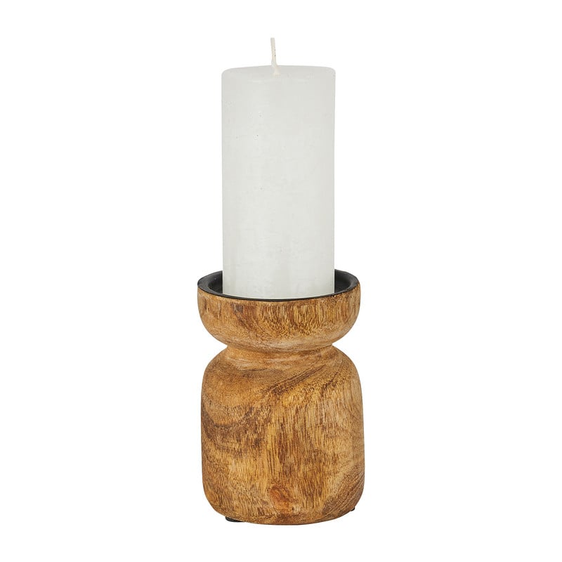 Kandelaar stompkaars - hout - ⌀7x10 cm 